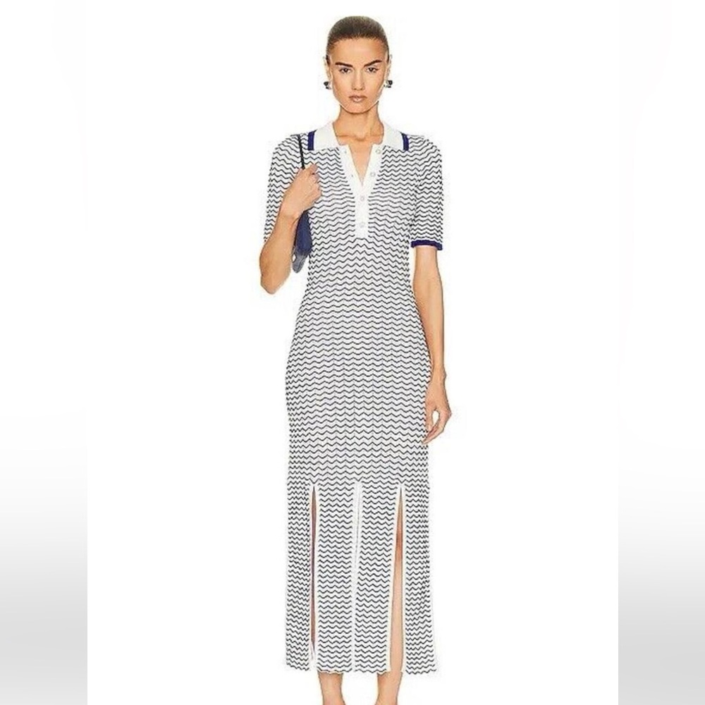 Net-A-Porter Blue and White Knit Dress